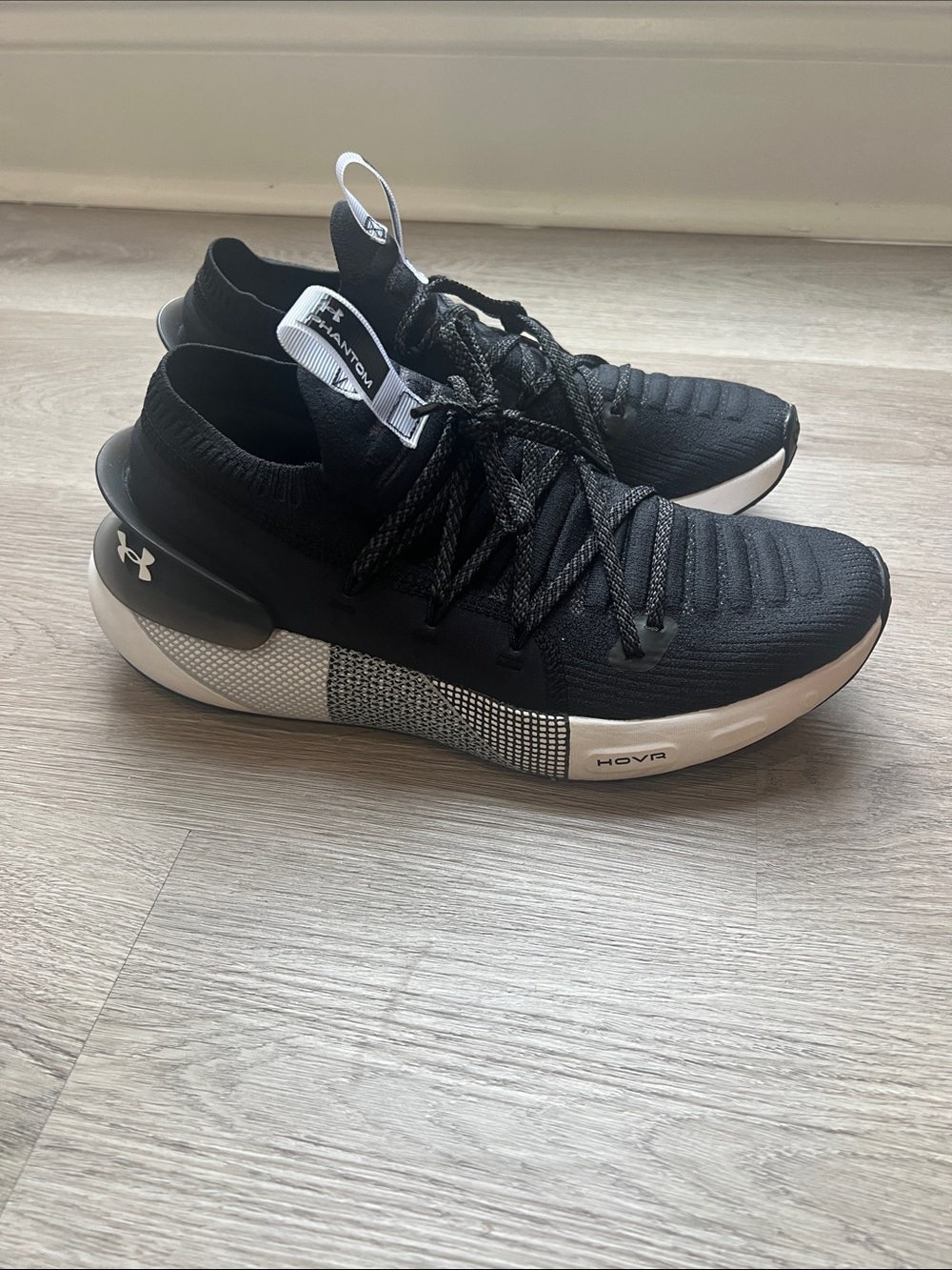 Under Armour Black and White HOVR Knit Training Shoes